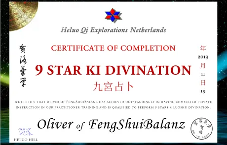 Certificate of Completion 9 Star Ki Divination Heluo Hill Certificate of Completion 9 Star Ki Divination Heluo Hill